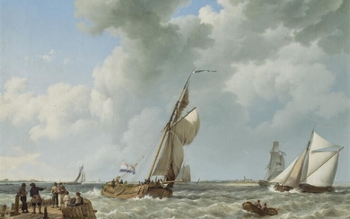 (-), Johannes Hermanus Koekkoek (1778-1851) Laverende zeilschepen voor...