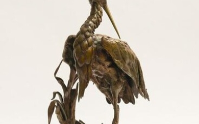 Jules Moignez, French (1835-1894), Heron, bronze with