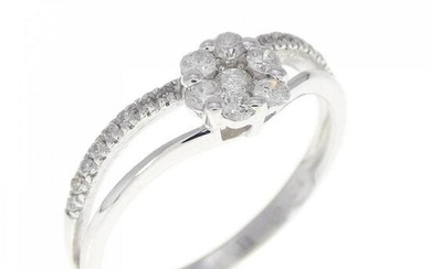 K10WG Flower Diamond Ring 0.24CT