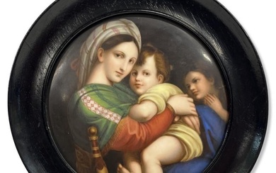 KPM Style Porcelain Minature Portrait Plaque of the Madonna & Child