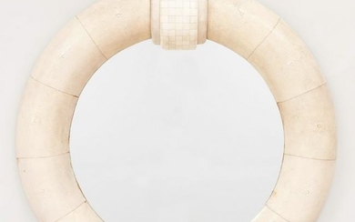 Karl Springer Style Shagreen and Bone Wall Mirror