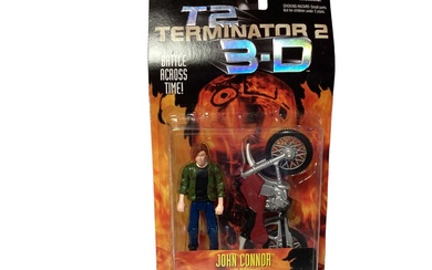 Kenner (c1997) T2 Terminator 2 3D (Battle Across Time) 5 1/2" action figures including John Connor No.27173, Exploding T-1000 No.27174, Techno-Punch Terminator No.27175, Power Arm Terminator No.271...