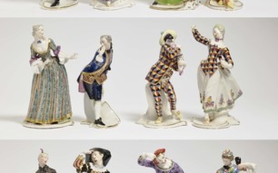 Komplette Serie von 16 Figuren der Commedia dell Arte