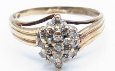 Ladies 10K Yellow Gold Diamond Cluster Ring