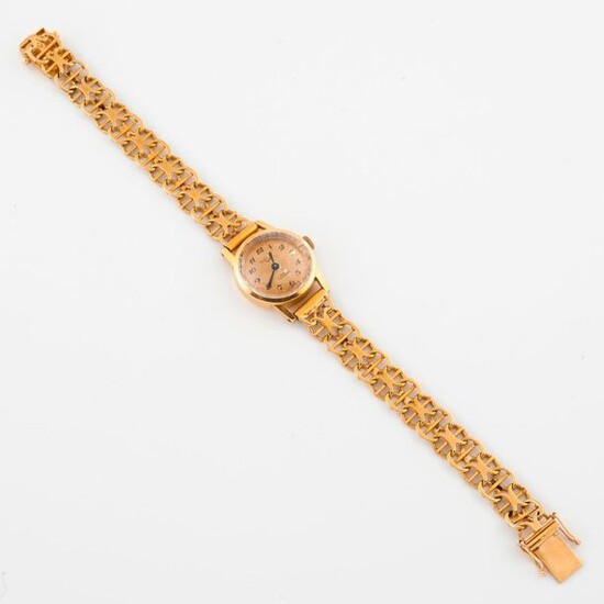 Lady's bracelet watch in yellow gold (750).
