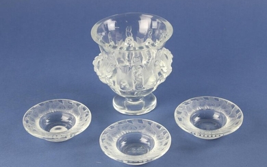 Lalique France Bird Vase and Bird Dishes