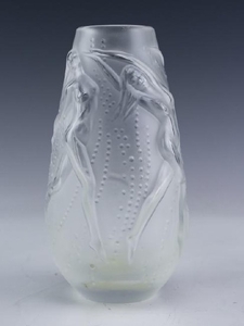 Lalique French Art Glass Figural Nymphae Vase
