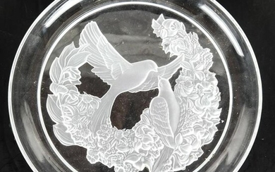 Lalique-Style Bird Relief Plate
