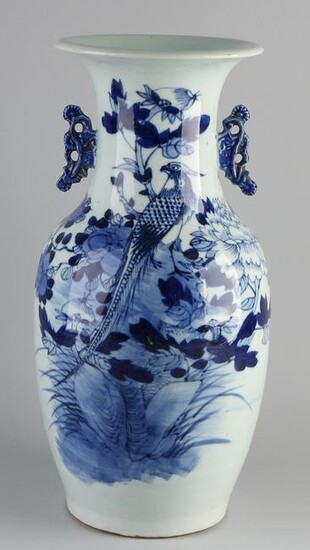 Large Chinese porcelain vase with bird of paradise.