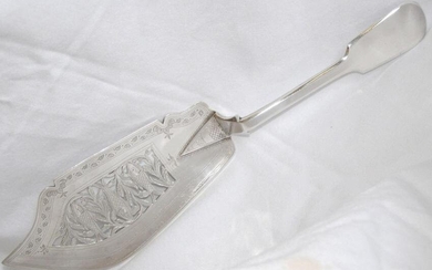 Large fine quality 19th century English sterling silver fish slice server