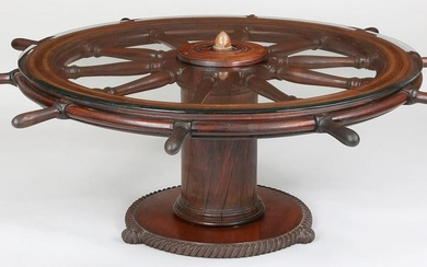 Large ships wheel coffee table