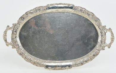 Large sterling silver ornate two handled tray. Similar