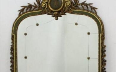 Late 19Th C. Carved Gilded Figural Mirror 55"H