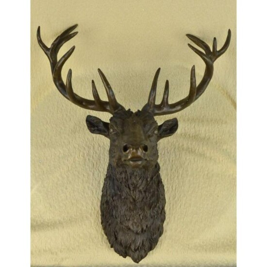 Life Size Bronze Elk Deer Mount Trophy Sculpture