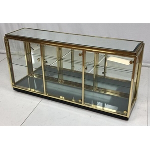Light Up Brass Display Case Credenza. Glass top
