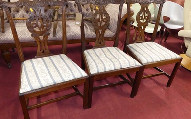 Lot details A set of three Chippendale style mahogany splatback...