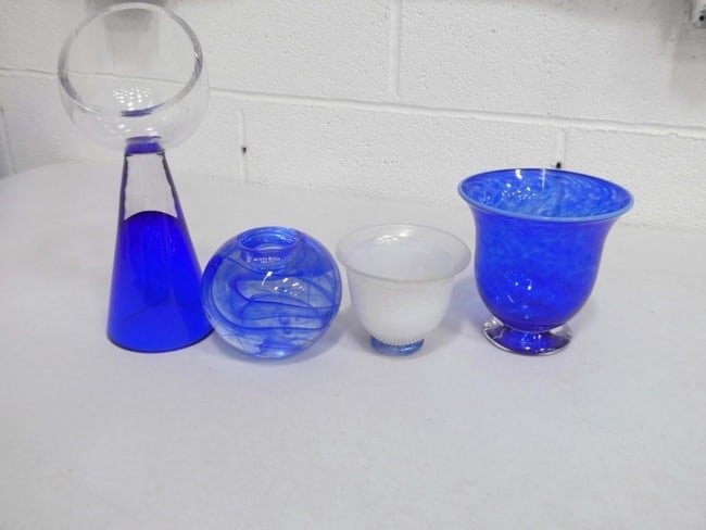 Lot of Blue Art Glass incl Kosta Boda All Signed or Marked
