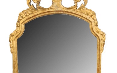 Louis XVI style carved wooden mirror with painted gilt finish