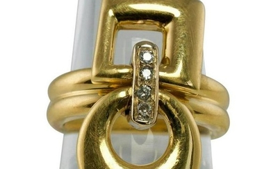 Luca Carati Diamond Ring Movable parts 18K Yellow Gold