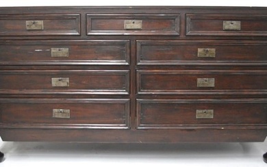 MODERNIST ROSEWOOD FINISH CREDENZA 9 DRAWER CHEST