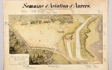 MONTIGNY, Fernand de 2 manuscript drawings of the airfields of Wilrijk and St.-Job (Antwerp). Early...