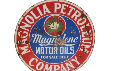 Magnolia Petroleum Company Double-Sided Porcelain Sign
