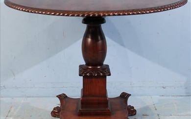 Mahogany empire round tilt top table with column base