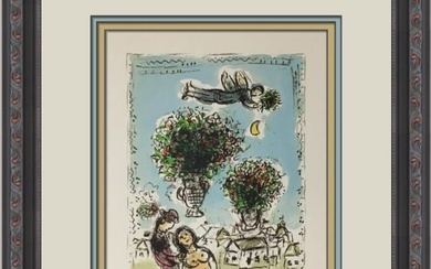 Marc Chagall Bouquets with a Blue Sky Custom Framed Print