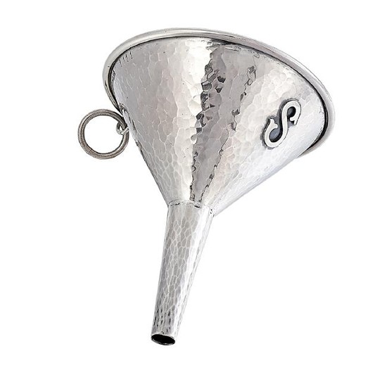 Marshall Field & Co. sterling funnel, applied S