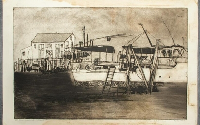 Martin Silverman "Shipyard, Provincetown" Etching