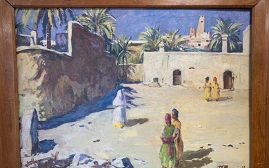 Maurice BOUVIOLLE (1893-1971) "Village de Gardaia, Algérie" Huile sur toile signée en bas à droite...