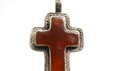 Medieval Byzantine Silver and Garnet Cross