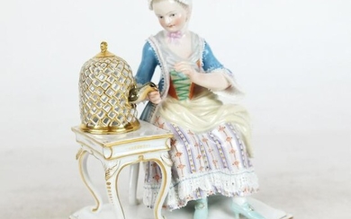 Meissen "Touch" Girl w/ Birdcage Figurine