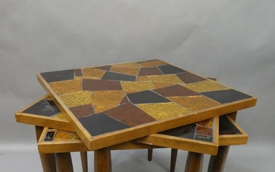 Mid-Century Modern Jon Martin Signed Mosaic Stacking Tables