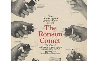 Mid Century Ronson Butane Lighter Canvas Backed Ad