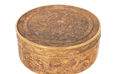 Qing Dynasty Gilt Bronze Dragon Lidded Box