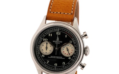 Monchard A wristwatch of steel. Model Pulsation Chronograph, ref. 53043RPO. Mecha-quartz chronograph...