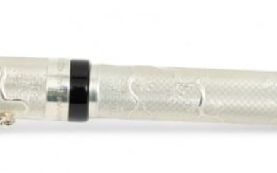 Montegrappa (Italian) 'Cosmopolitan Japanese' Sterling Silver Fountain Pen, H 2.5" W 9" Depth 5.75"