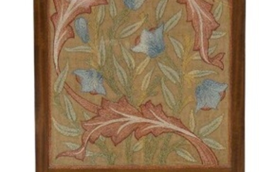 Morris & Co (1875-1940), a mahogany, linen and silk embroidered...