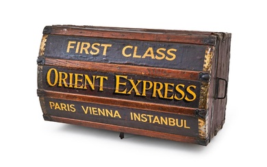 NO RESERVE- FIRST CLASS ORIENT EXPRESS CHEST, PARIS, VIENNA, ISTANBUL, 20TH CENTURY