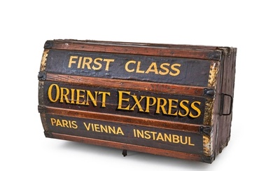 NO RESERVE- FIRST CLASS ORIENT EXPRESS CHEST, PARIS, VIENNA,...