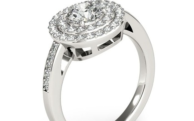 Natural 1.75 CTW Diamond Engagement Ring 18K White Gold