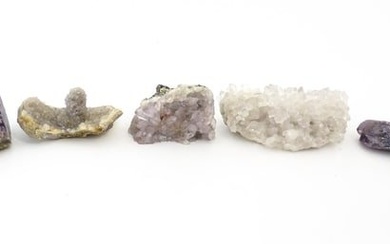 Natural History / Geology Interest: Five hardstone specimen geodes to include amethyst, quartz, etc.