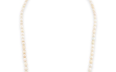 Natural pearl, sapphire and diamond necklace