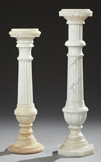 Near Pair of Carved Alabaster Pedestals, early 20th c.
