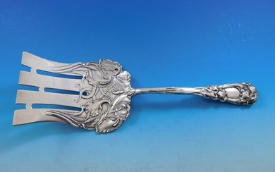 New Art by Durgin Sterling Silver Asparagus Serving Fork with Irises 10 1/4"