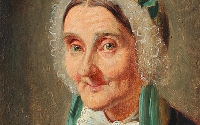 SOLD. Nicolai Habbe: Portrait of Jacobine Ronander b. Tegner. Unsigned. Oil on panel. 17.5 x 14 cm. – Bruun Rasmussen Auctioneers of Fine Art