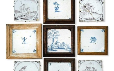 Nine Delft tiles, 18th century