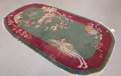 OVAL CHINESE ART DECO RUG 38" X 70"