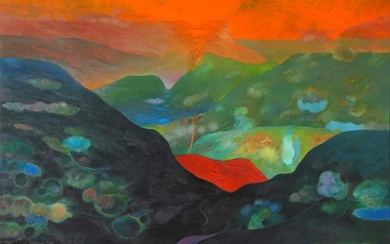 Om Prakash Sharma, On Top of the Clouds, 1991, Oil on canvas